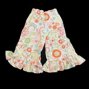 KIDS floral flare leg cotton patterned pants with elastic waist